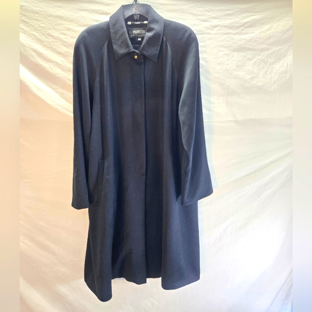 Pierrette Women's Size 8 Black Wool Trench Coat Switzerland